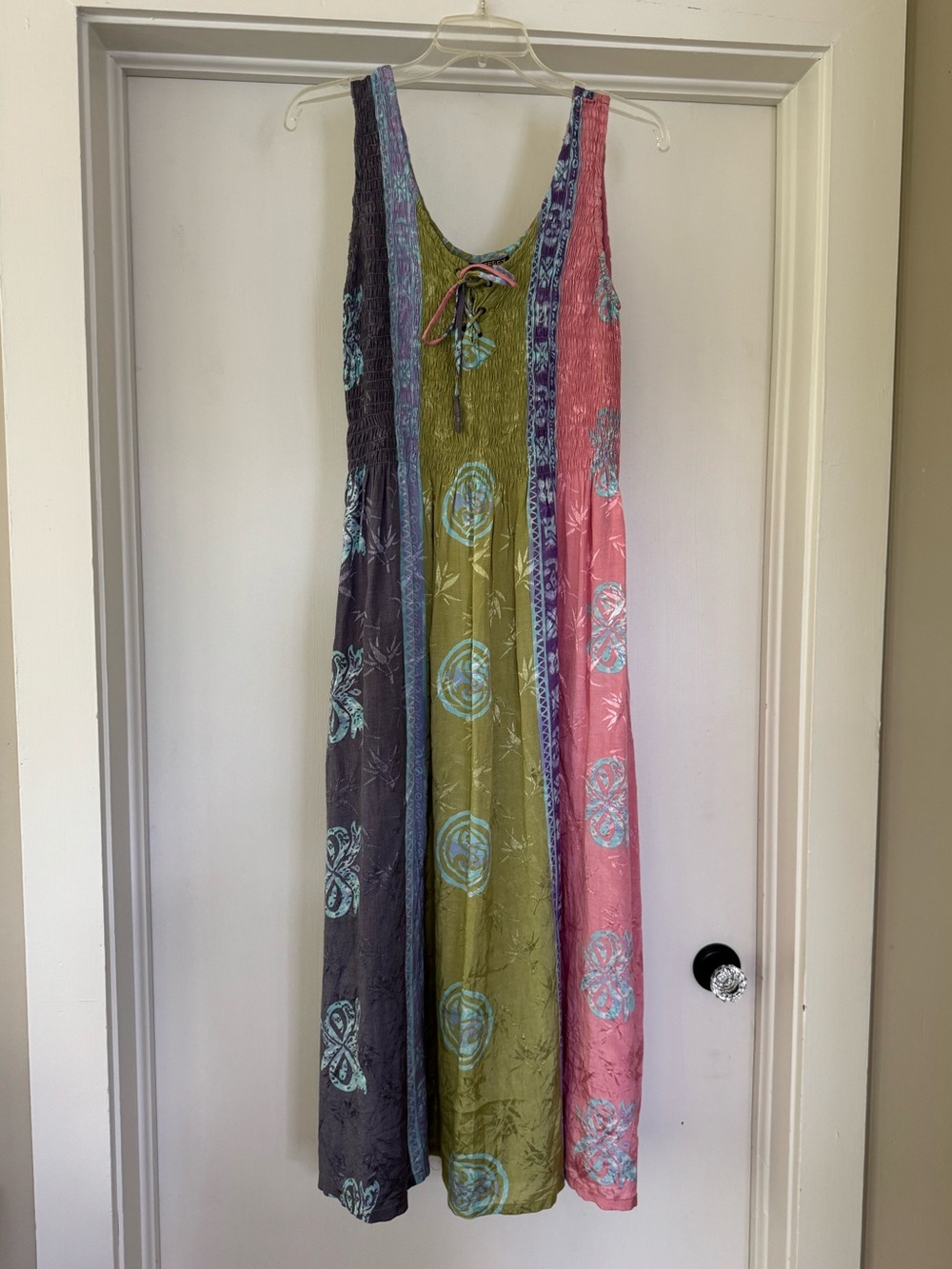 Zenergy by Chicos boho batik smocked top maxi dress size Small